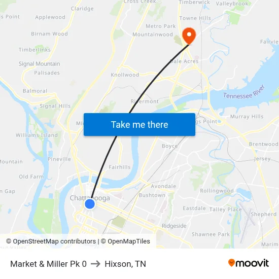 Market & Miller Pk 0 to Hixson, TN map