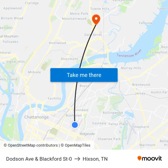 Dodson Ave & Blackford St-0 to Hixson, TN map