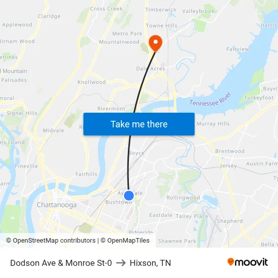 Dodson Ave & Monroe St-0 to Hixson, TN map