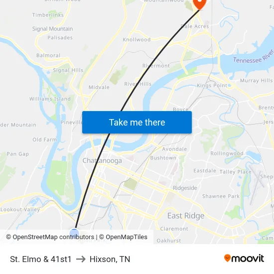 St. Elmo & 41st1 to Hixson, TN map