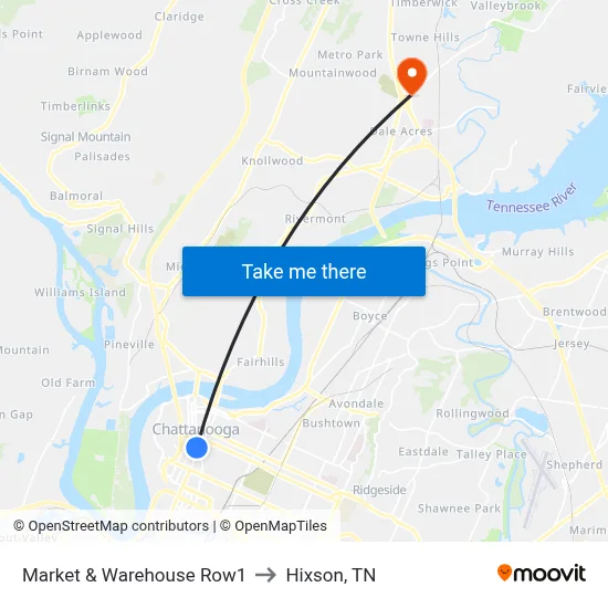 Market & Warehouse Row1 to Hixson, TN map