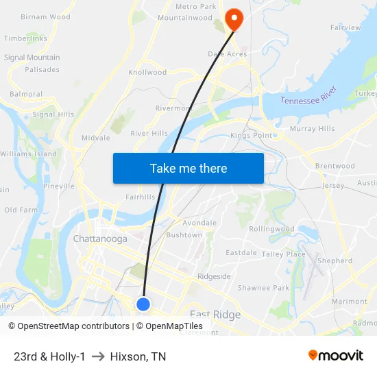 23rd & Holly-1 to Hixson, TN map