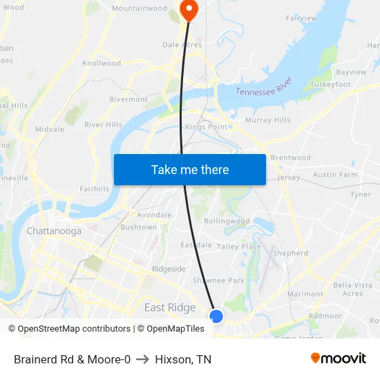 Brainerd Rd & Moore-0 to Hixson, TN map