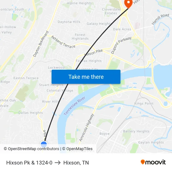 Hixson Pk & 1324-0 to Hixson, TN map