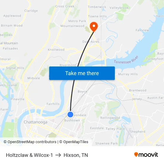Holtzclaw & Wilcox-1 to Hixson, TN map