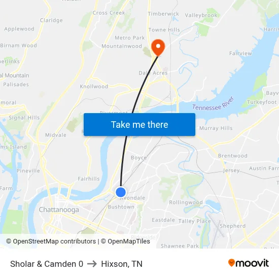 Sholar & Camden 0 to Hixson, TN map