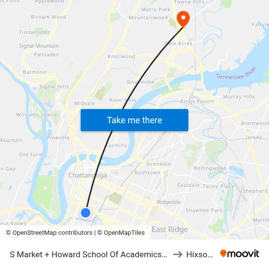 S Market + Howard School Of Academics And Technology to Hixson, TN map