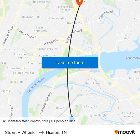 Stuart + Wheeler to Hixson, TN map