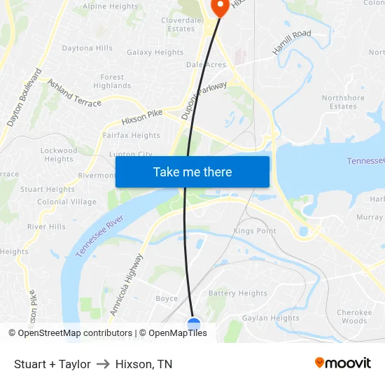 Stuart + Taylor to Hixson, TN map