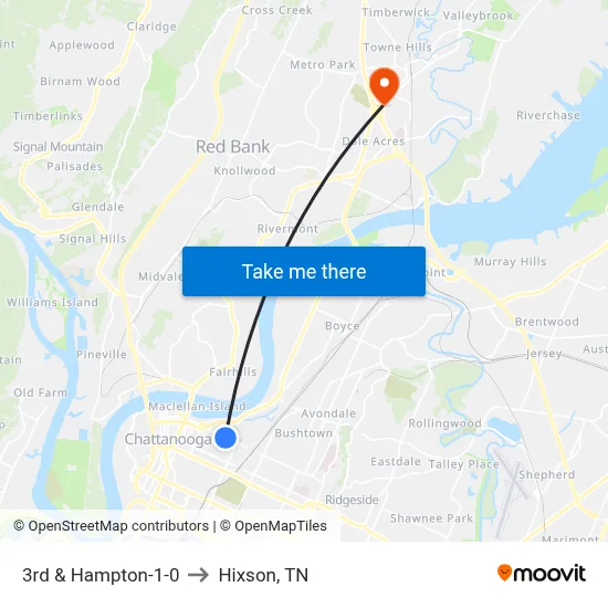 3rd & Hampton-1-0 to Hixson, TN map