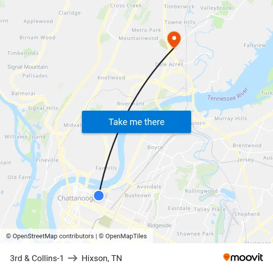 3rd & Collins-1 to Hixson, TN map