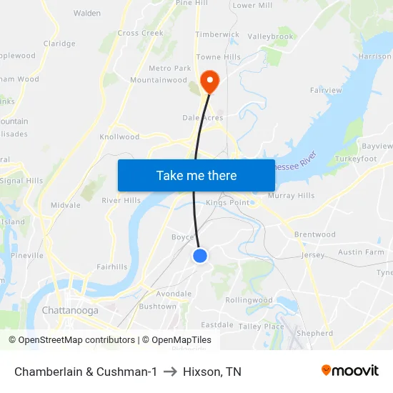 Chamberlain & Cushman-1 to Hixson, TN map