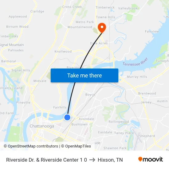 Riverside Dr. & Riverside Center 1 0 to Hixson, TN map