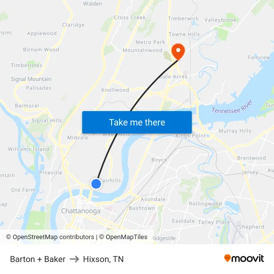 Barton + Baker to Hixson, TN map