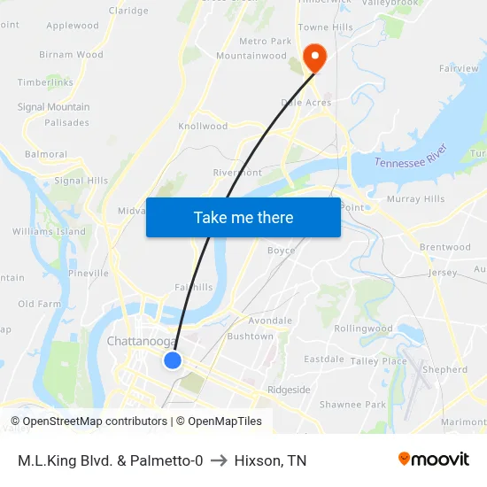M.L.King Blvd. & Palmetto-0 to Hixson, TN map