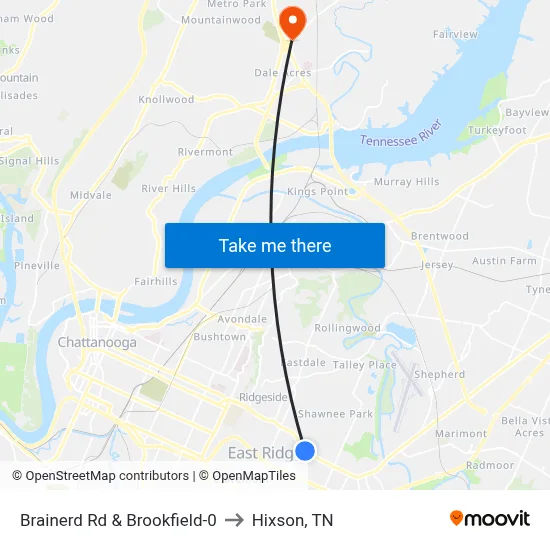 Brainerd Rd & Brookfield-0 to Hixson, TN map