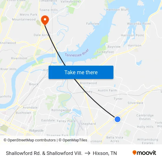 Shallowford Rd. & Shallowford Vill. to Hixson, TN map