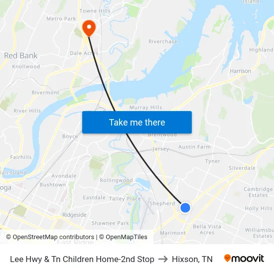 Lee Hwy & Tn Children Home-2nd Stop to Hixson, TN map