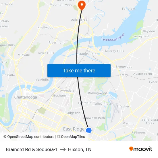 Brainerd Rd & Sequoia-1 to Hixson, TN map
