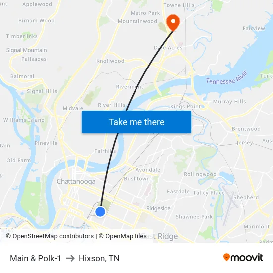 Main & Polk-1 to Hixson, TN map