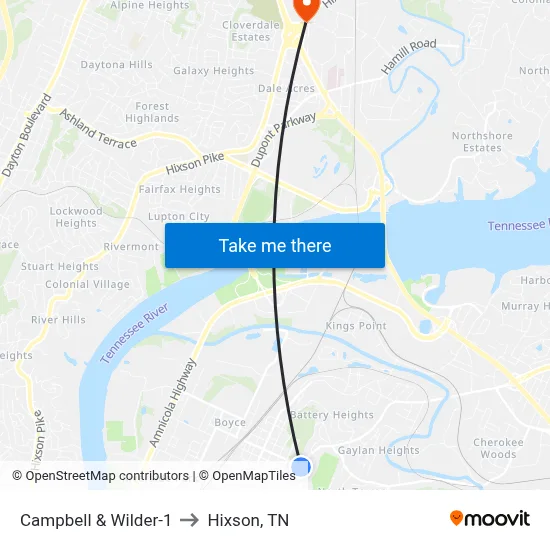 Campbell & Wilder-1 to Hixson, TN map