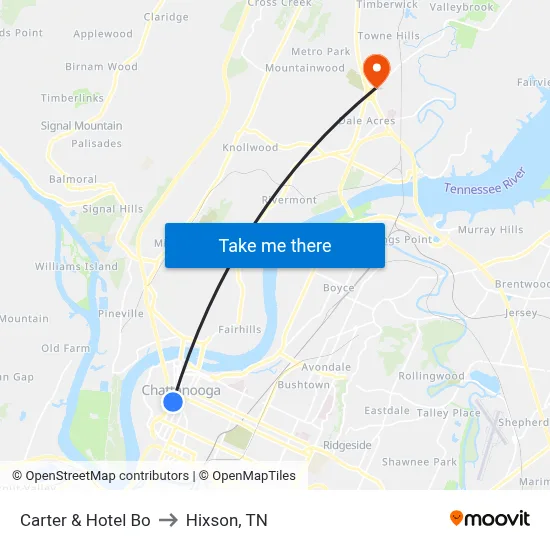 Carter & Hotel Bo to Hixson, TN map