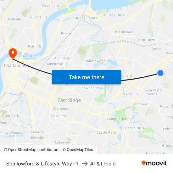 Shallowford & Lifestyle Way - 1 to AT&T Field map