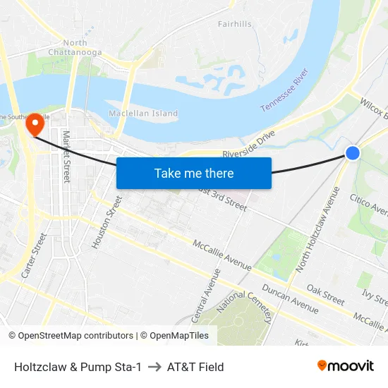 Holtzclaw & Pump Sta-1 to AT&T Field map