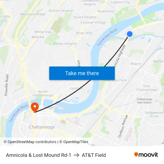 Amnicola & Lost Mound Rd-1 to AT&T Field map