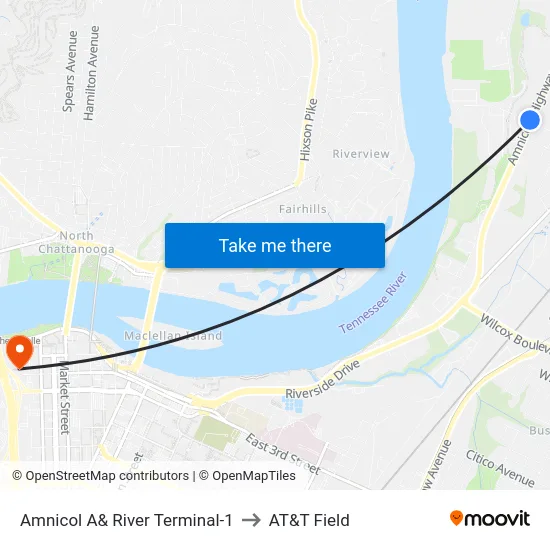 Amnicol A& River Terminal-1 to AT&T Field map