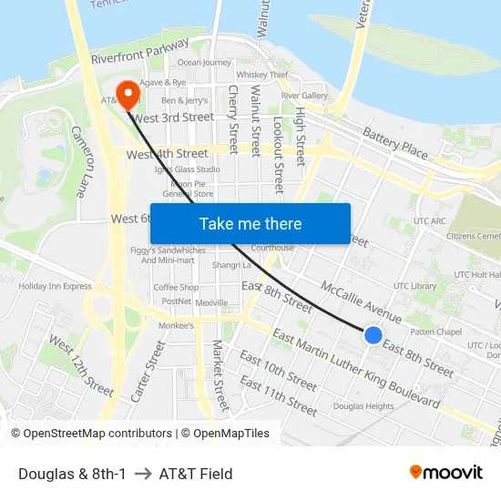 Douglas & 8th-1 to AT&T Field map