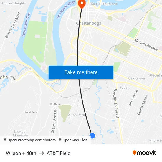 Wilson + 48th to AT&T Field map