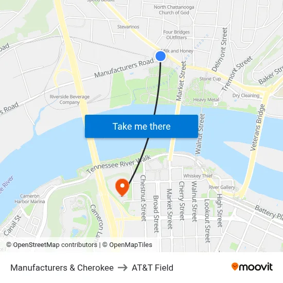 Manufacturers & Cherokee to AT&T Field map