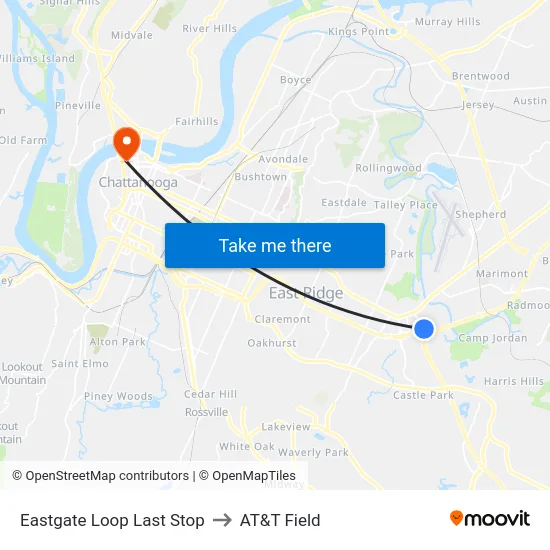 Eastgate Loop Last Stop to AT&T Field map