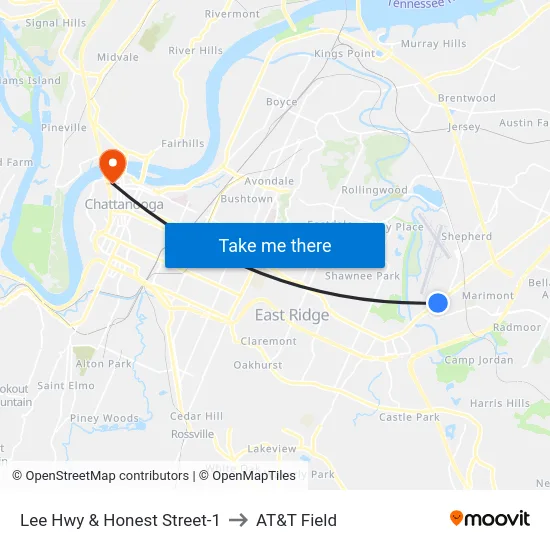 Lee Hwy & Honest Street-1 to AT&T Field map