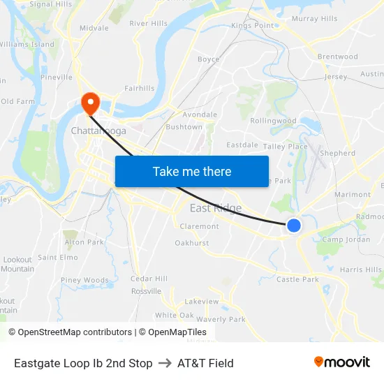 Eastgate Loop Ib 2nd Stop to AT&T Field map
