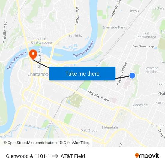 Glenwood & 1101-1 to AT&T Field map