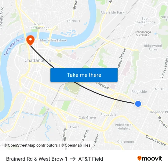 Brainerd Rd & West Brow-1 to AT&T Field map