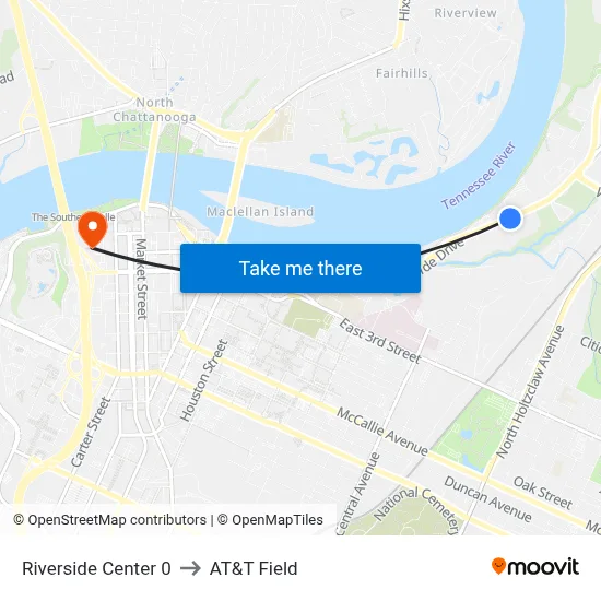Riverside Center 0 to AT&T Field map