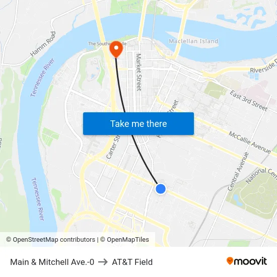 Main & Mitchell Ave.-0 to AT&T Field map