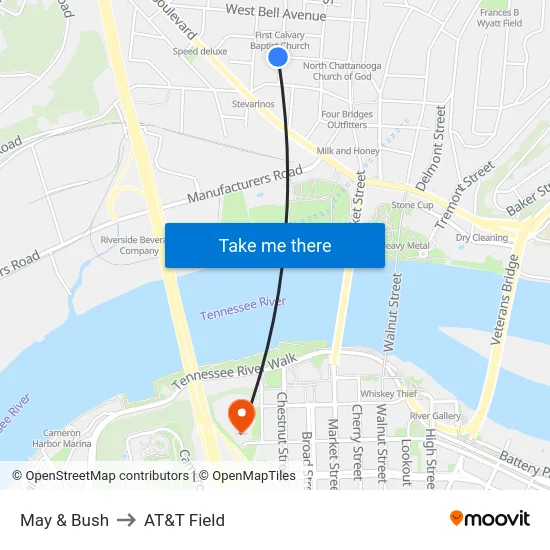 May & Bush to AT&T Field map