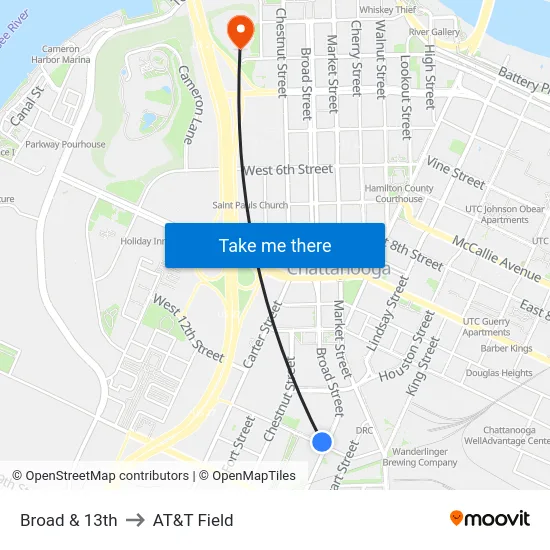 Broad & 13th to AT&T Field map