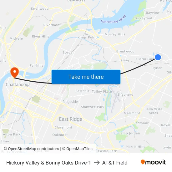 Hickory Valley & Bonny Oaks Drive-1 to AT&T Field map