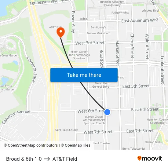Broad & 6th-1-0 to AT&T Field map