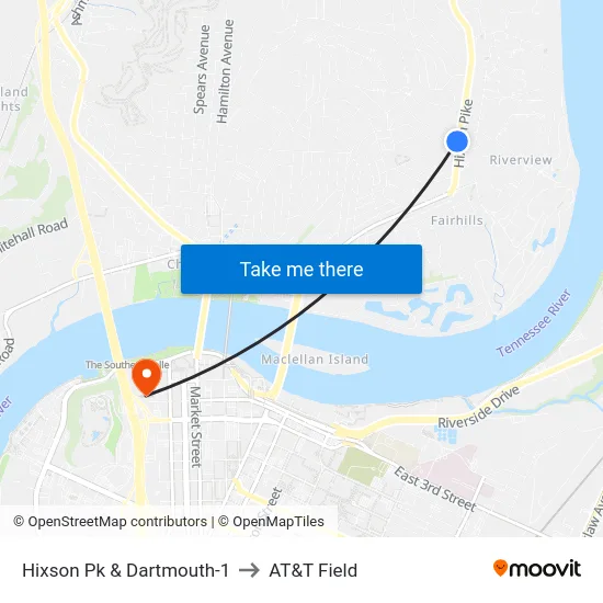 Hixson Pk & Dartmouth-1 to AT&T Field map