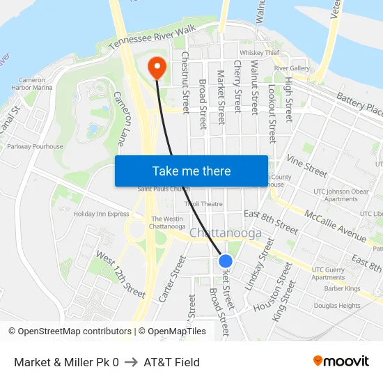 Market & Miller Pk 0 to AT&T Field map