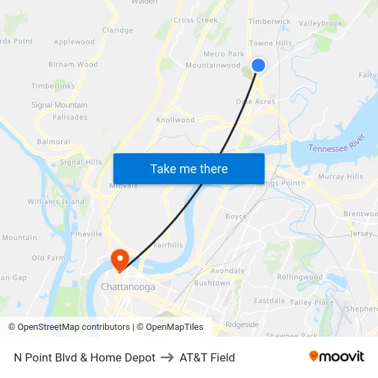N Point Blvd & Home Depot to AT&T Field map