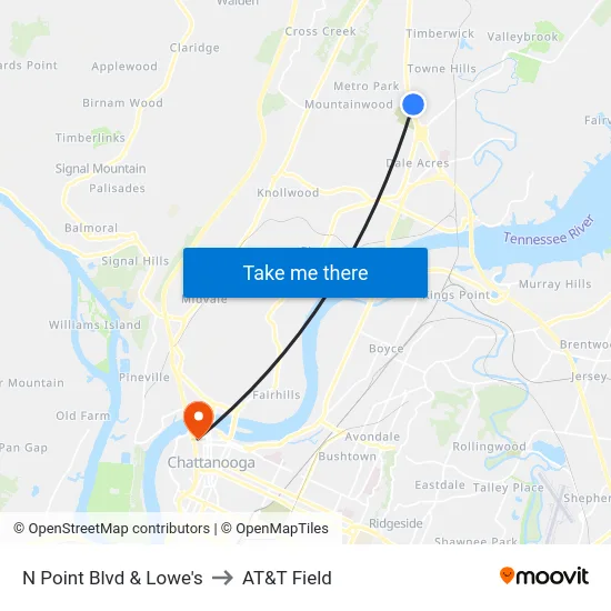 N Point Blvd & Lowe's to AT&T Field map