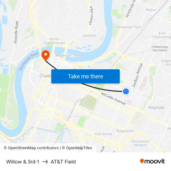Willow & 3rd-1 to AT&T Field map