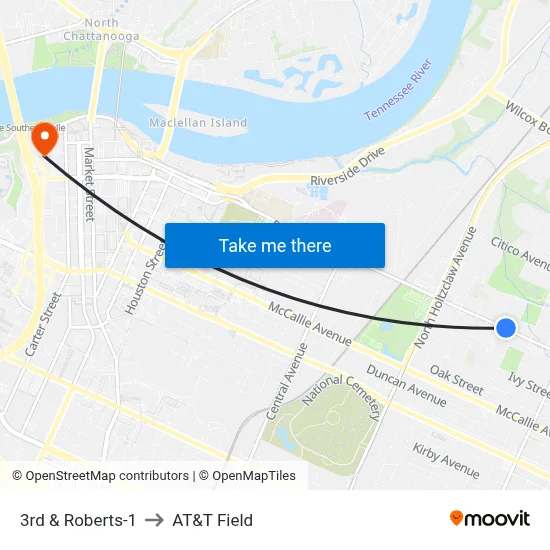 3rd & Roberts-1 to AT&T Field map